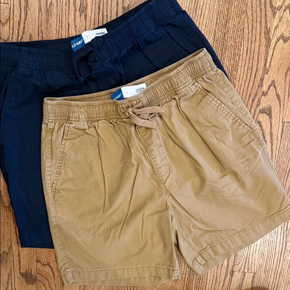 Old Navy Navy and Tan Jogger Shorts